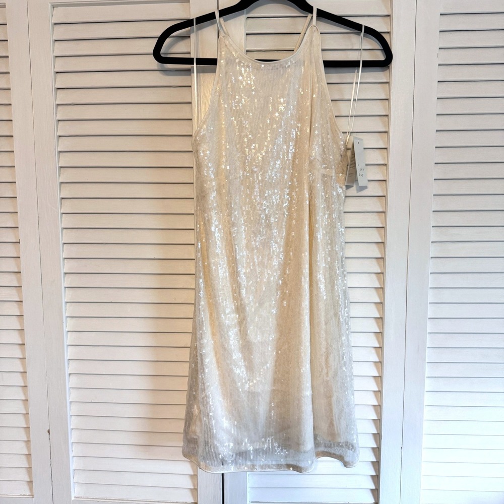 A‎ New Day Dress Sequin Mini M Cream Women Party Cocktail Bridal Shimmer